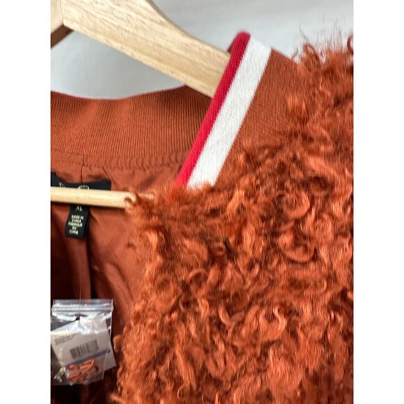 JS Collections Faux Fur Jacket XL Arabian Spice Rust Brown Cozy Teddy Coat NWT - Picture 3 of 9